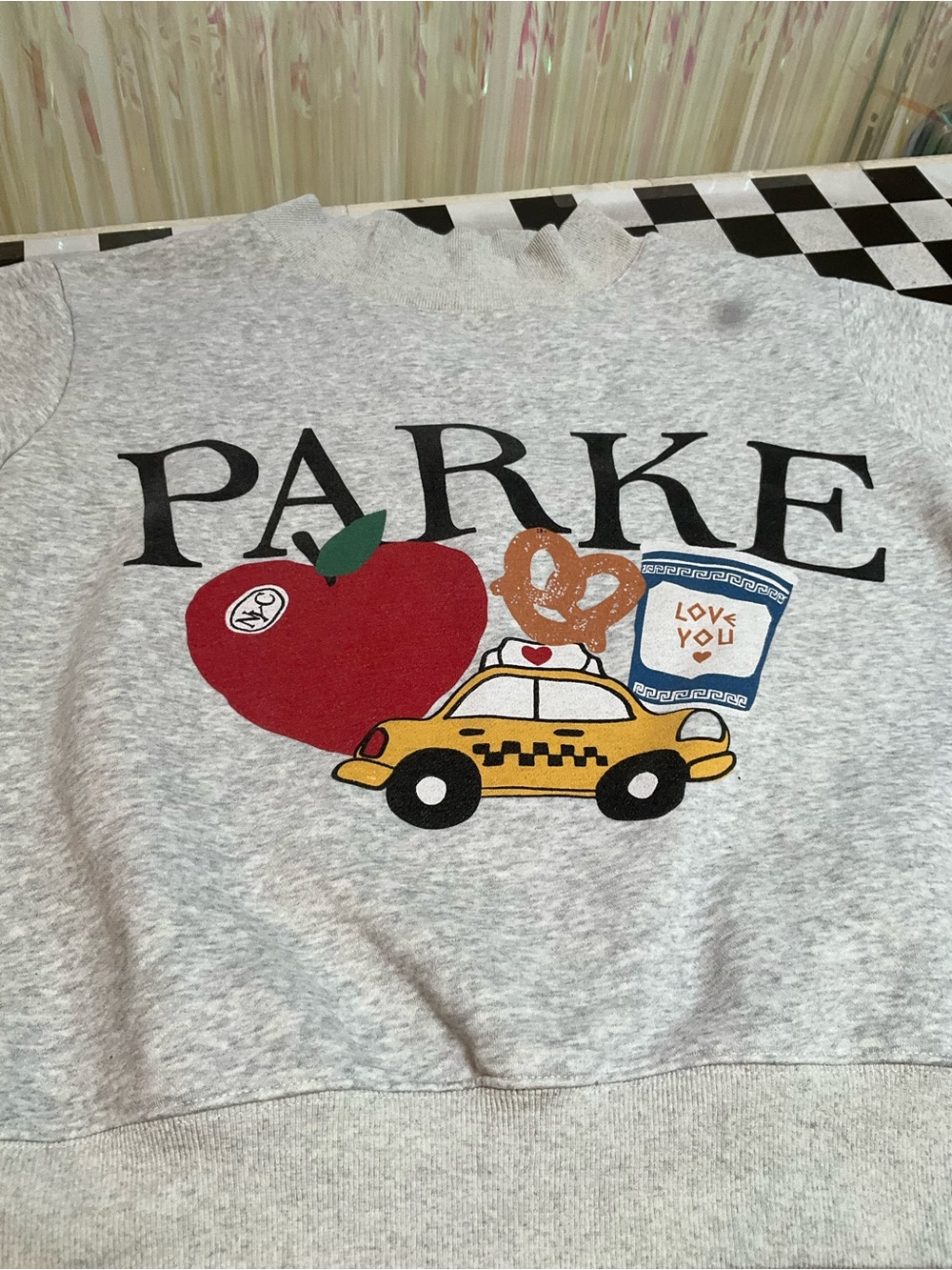 Parker Light Gray Crewneck Sweatshirt with Teal Logo - Picture 2 of 9